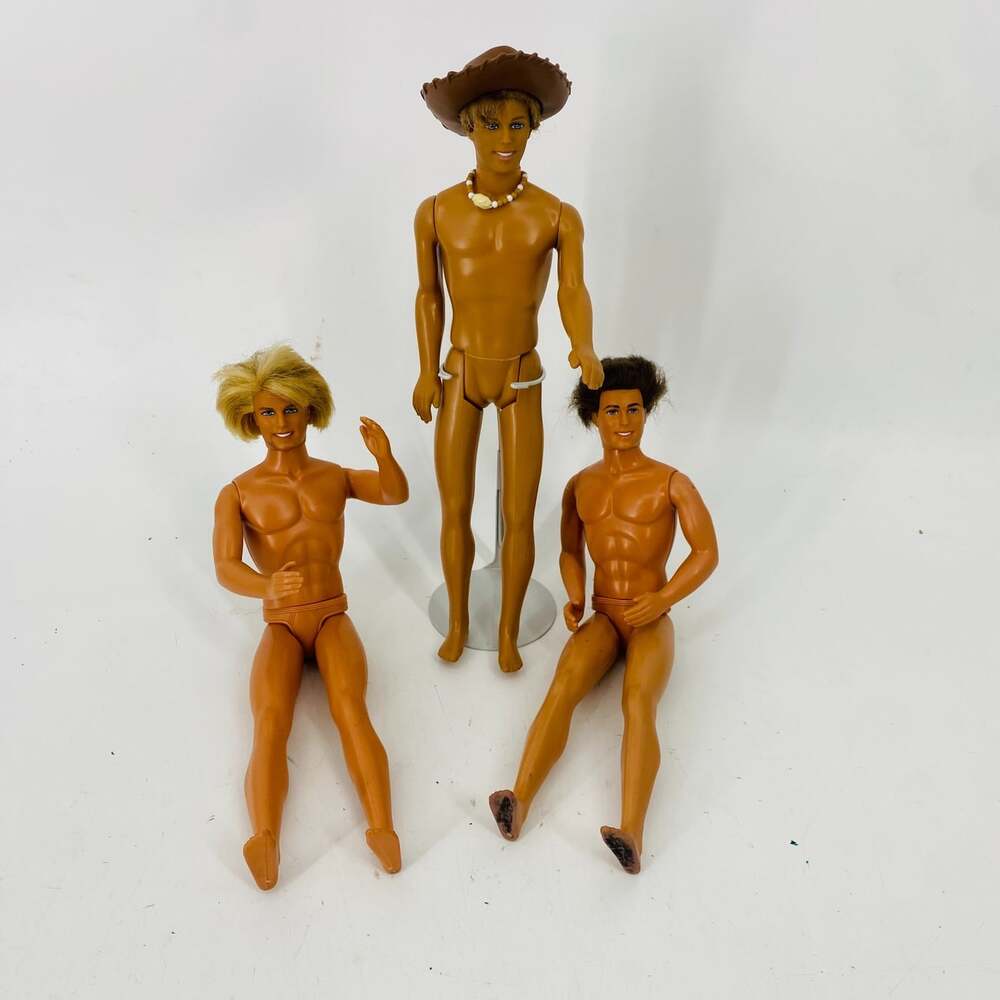 Vintage Barbie Ken Doll Lot of 3 1968 Mattel Blonde Brown Hair Nude